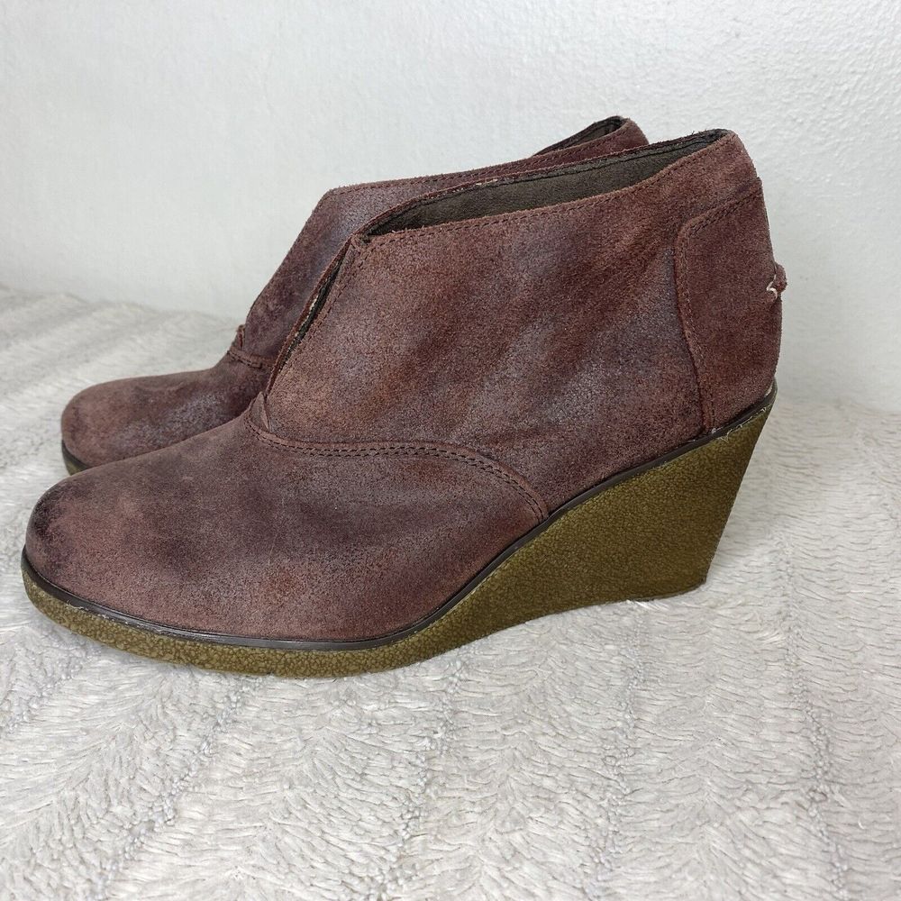 Sperry Harlow Brook Ankle Wedge Boots Brown Leather Women’s 8.5M
